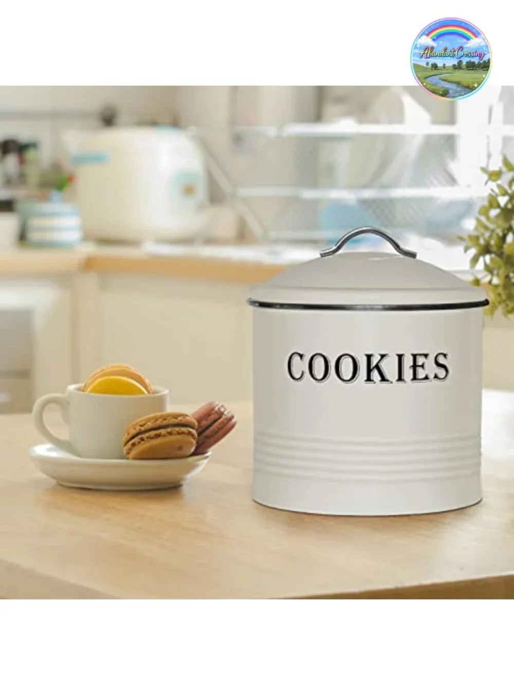 Vintage Farmhouse Metal Cookie Jar - Airtight Kitchen Canister